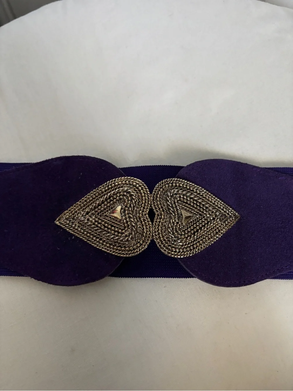 1980s Stretchy Purple Belt with Statement Buckle